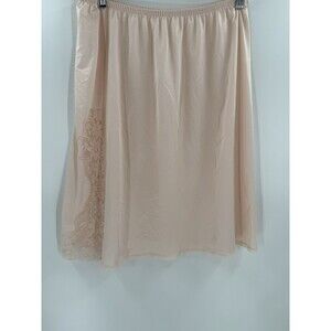 Vintage Vanity Fair Half Slip Women's Peach All Nylon Sheer Lace Trim LARGE USA